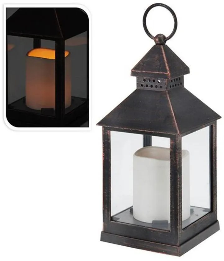 Adventi LED-es elemes időzíthető dekor mécses, gyertyával,  23 x 10 cm, fekete