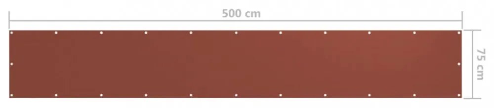 terrakotta oxford-szövet erkélyparaván 75 x 500 cm