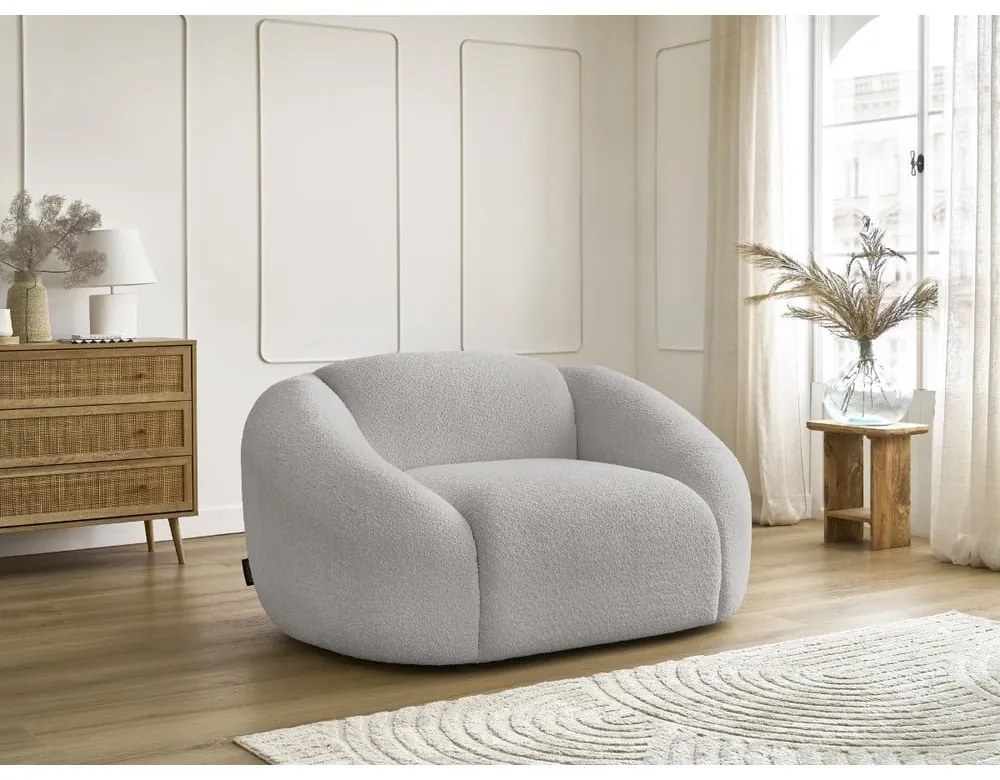 Világosszürke buklé fotel Tina – Bobochic Paris