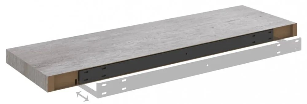 4 db betonszürke MDF lebegő fali polc 80 x 23,5 x 3,8 cm