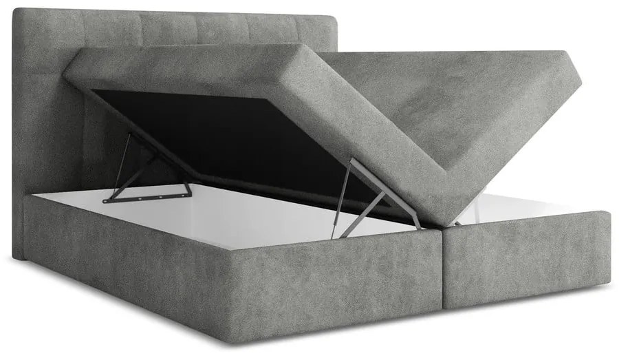Szürke ágyneműtartós boxspring ágy 140x200 cm Palta – Makamii