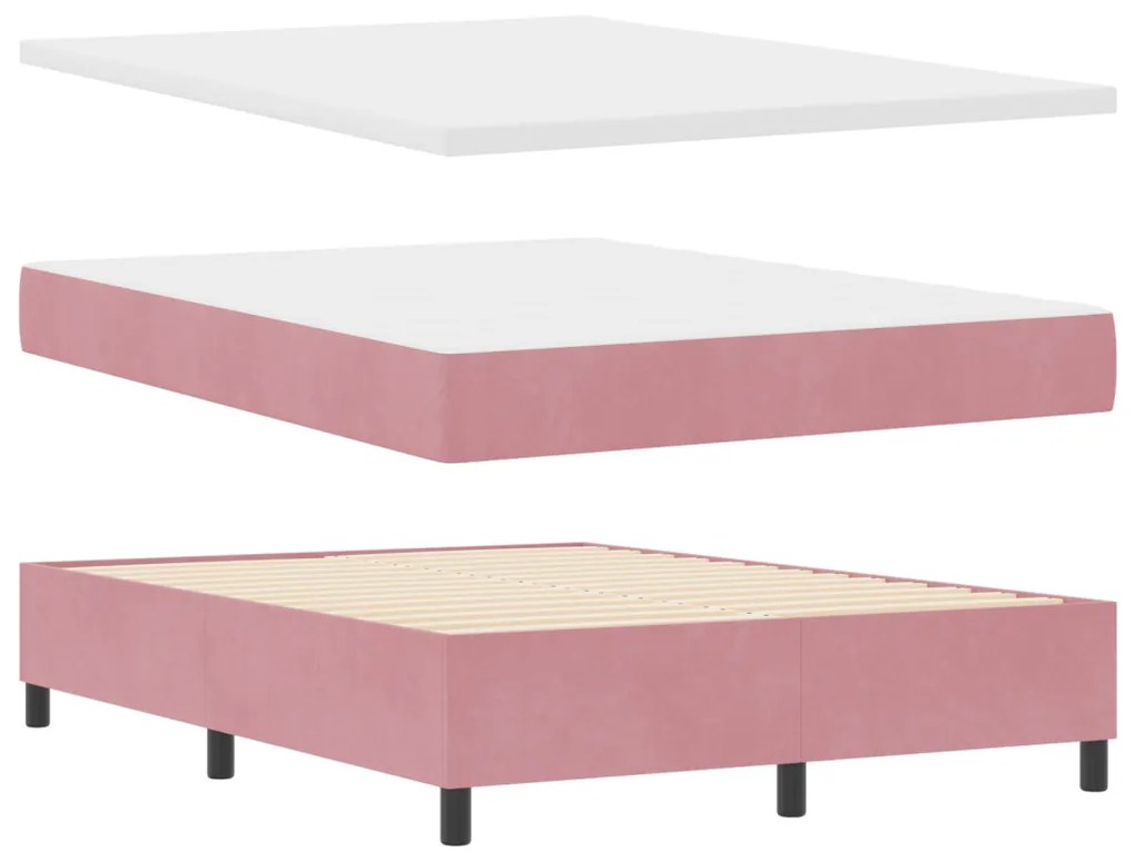 Box Spring Ágy Matraccal & Pad Rózsaszín 140x200 cm Bársony
