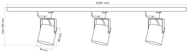 Spotlámpa sínrendszerhez MINOR 3xGU10/10W/230V + 1 m sín rendszer