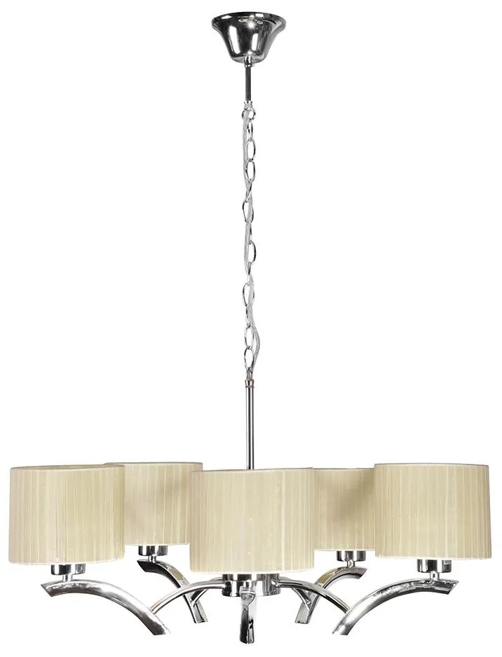 Csillár zsinóron DRAGA 5xE27/60W/230V bézs/fényezett króm