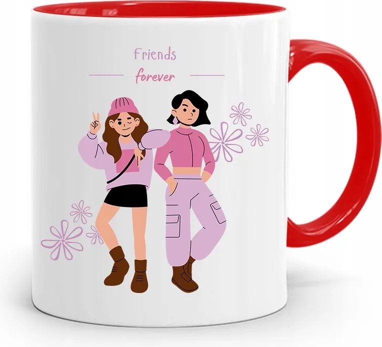 Piros Baráti Bögre Friends Forever Ajándék fényképes nyomtatással