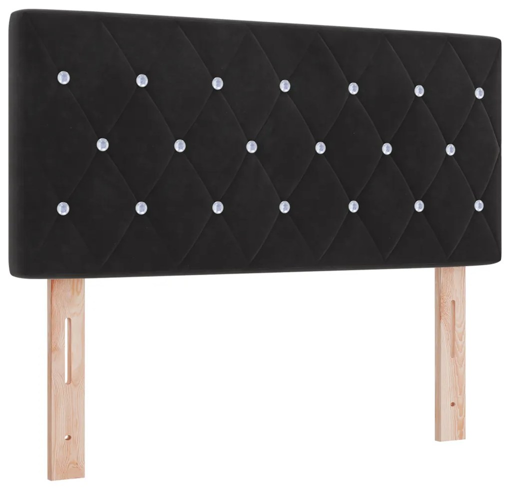 Box Spring Ágy Matraccal Fekete 90x200 cm Bársony