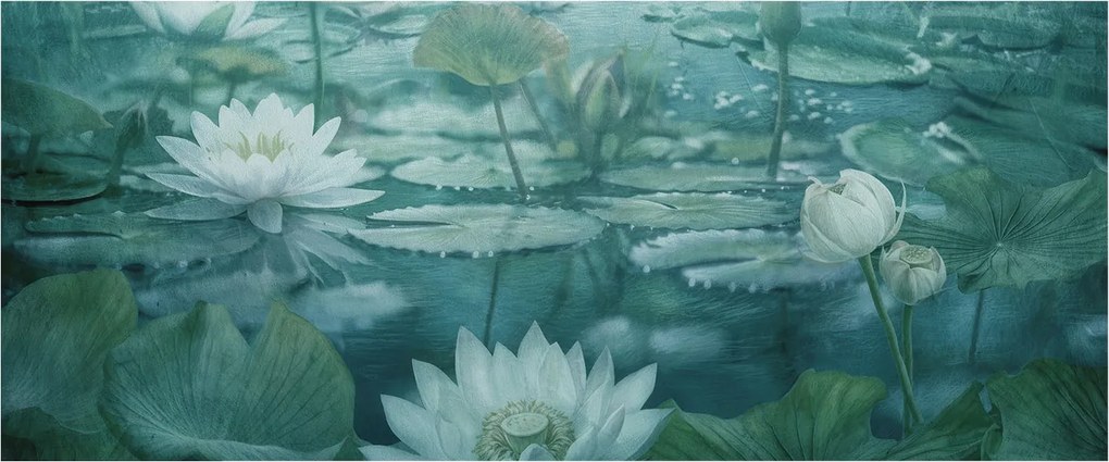 Flizelin tapéta Fali Flizelin Prémium Vízi virágok 250x104 Ragasztó