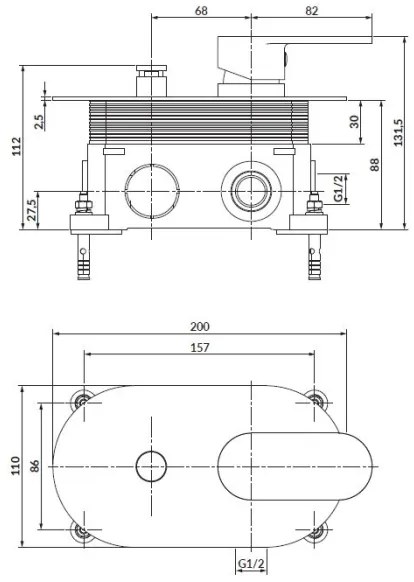Cersanit S951-305 -Zuhanycsap rejtett beépítéshez CREA fényezett króm