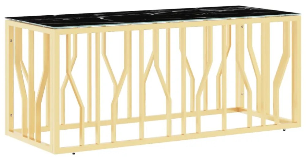aranyszínű üveg és rozsdamentes acél dohányzóasztal 110x45x45cm