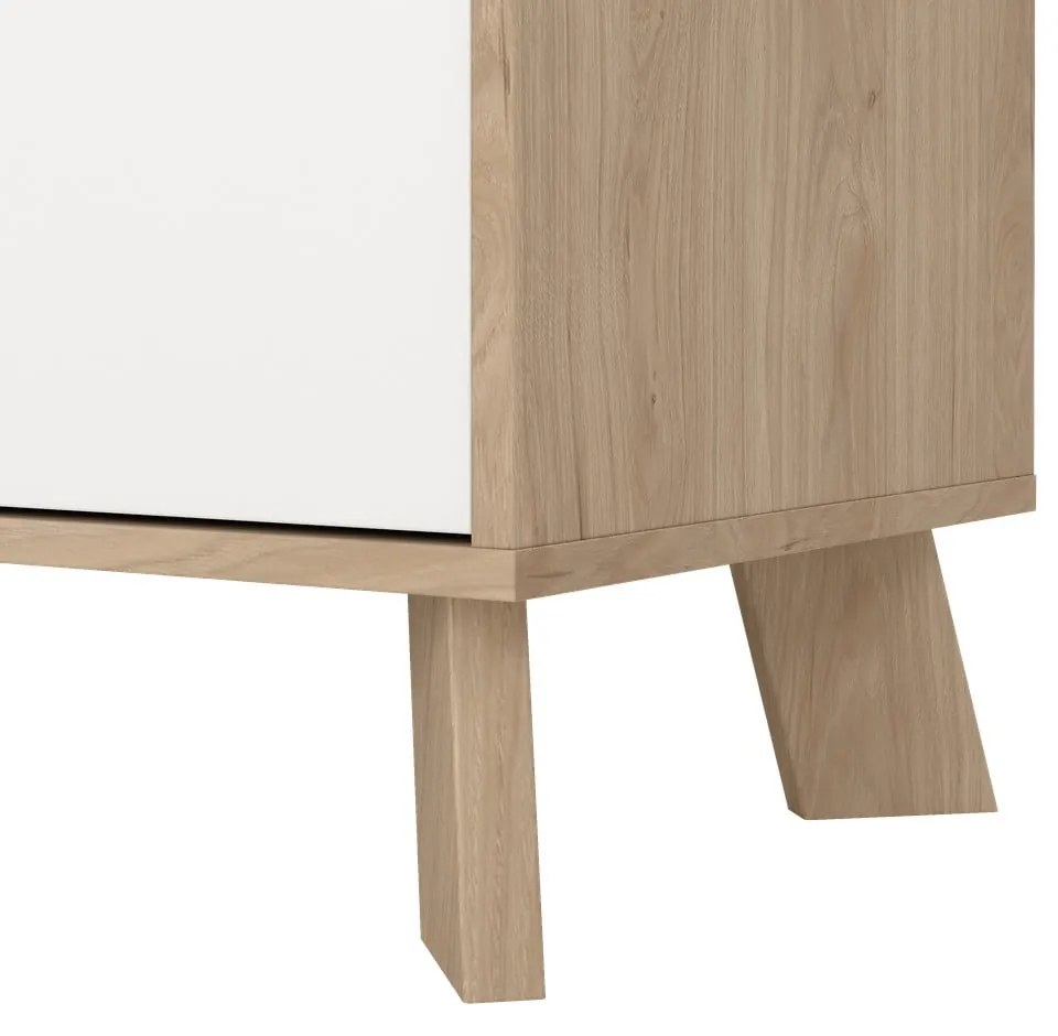 Fehér-natúr színű komód tölgyfa dekorral 196x73x39 cm Ikast – Tvilum