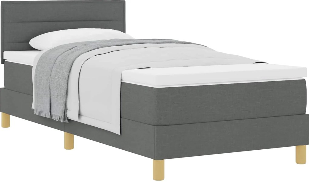 vidaXL Boxrugós ágy matracmal Sötétszürke 80 x 200 cm szövet