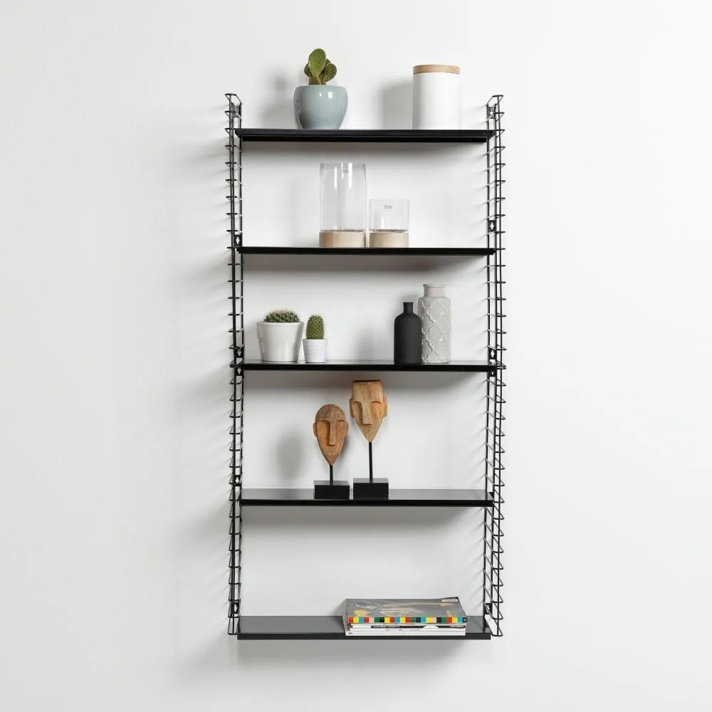 Libro háromszintes fekete polc, hossz 70 cm - Metaltex