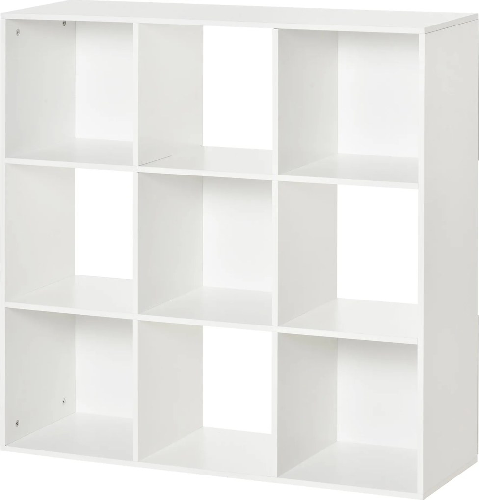 HOMCOM 3 szintes könyvespolc tároló szekrény 9 rekeszes önálló polc szobai elválasztó állvány 91,5x29,5x91,5 cm Fa | Aosom