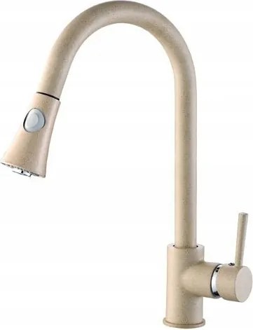 Bézs mosogató csaptelep Laveo Daru kihúzható kifolyócsővel, 410mm