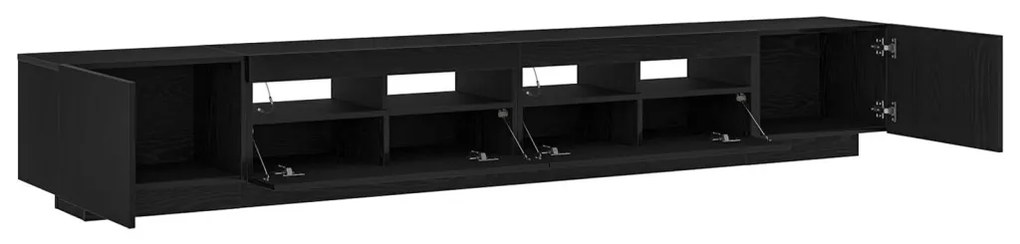 TV Szekrény LED Fénnyel Fekete Tölgy 260x35x40 cm Összeszerelve