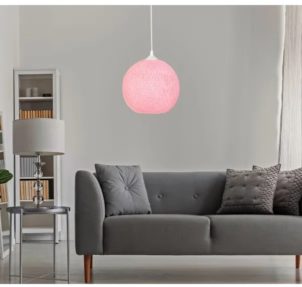 Csillár zsinóron JUTE 1xE27/60W/230V rózsaszín