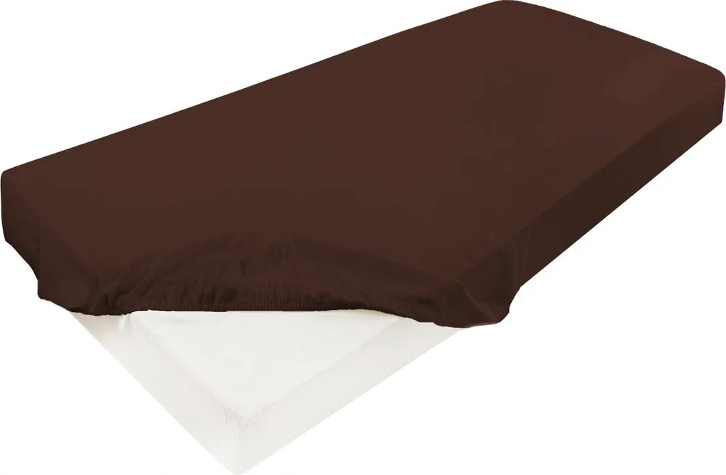 Szatén gumis lepedő 160x200x25, barna_18, Matex