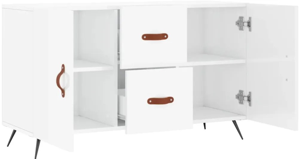 magasfényű fehér szerelt fa tálalószekrény 100 x 36 x 60 cm