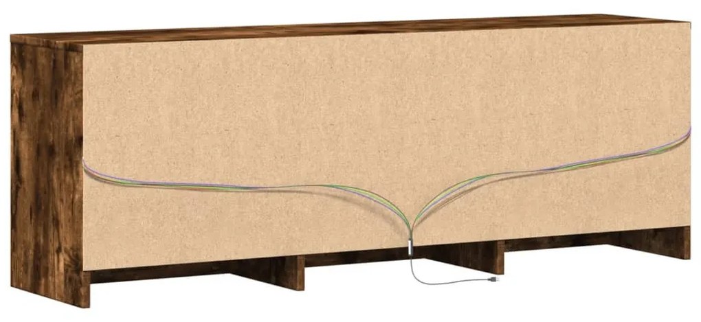 füstös tölgy színű szerelt fa LED-es TV-szekrény 140x34x50 cm