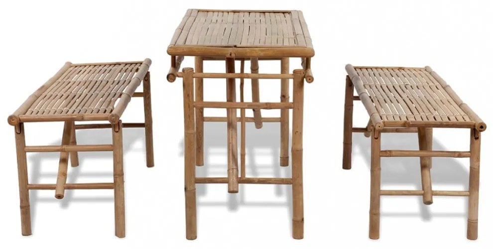 bambusz sörözőasztal 2 paddal 100 cm