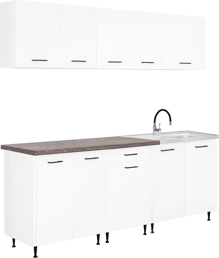 Primo 220 konyhabútor fehér, rauna szil munkalappal