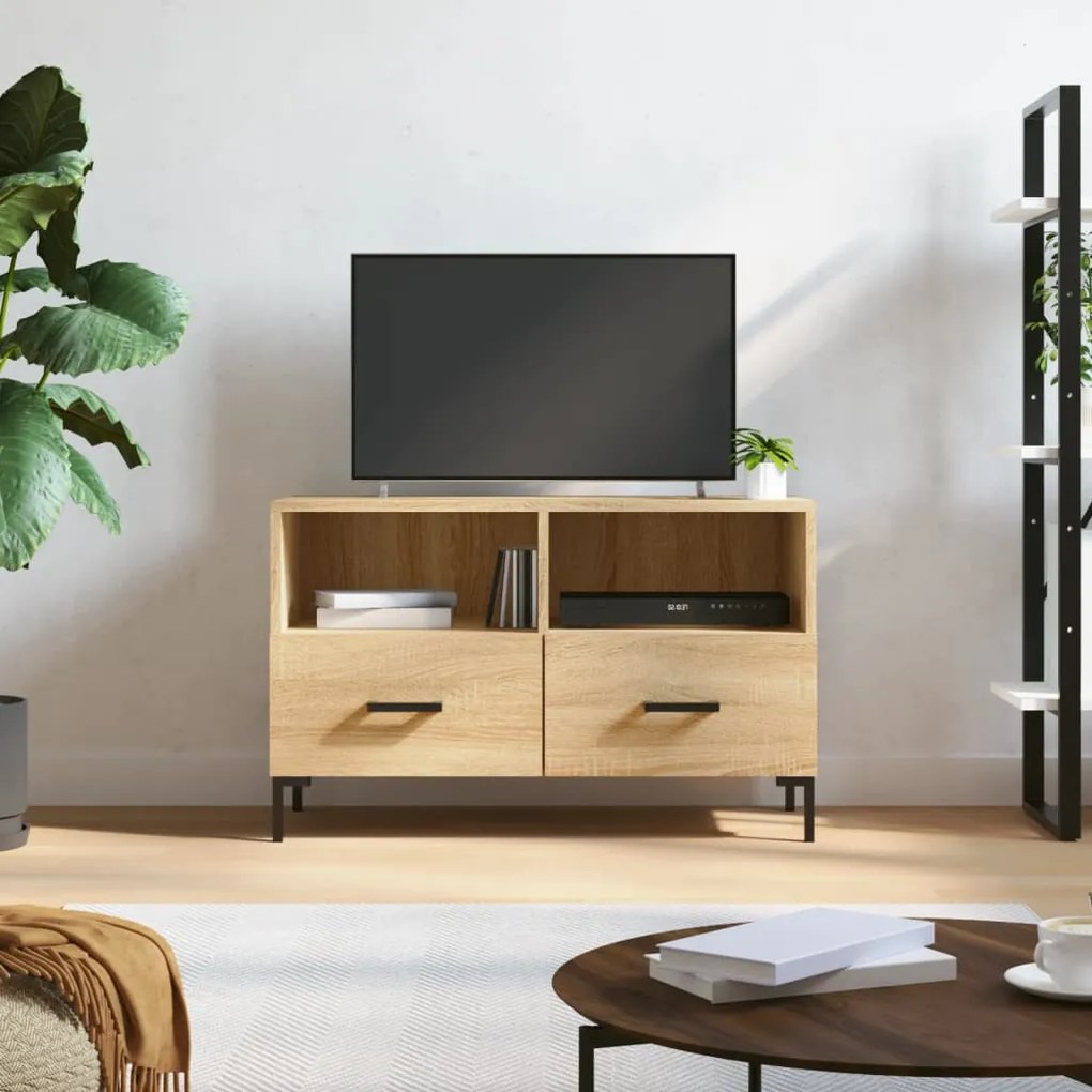 sonoma tölgy színű szerelt fa TV-szekrény 80 x 36 x 50 cm