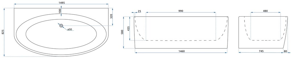 Fürdőkád MALTA 150cm
