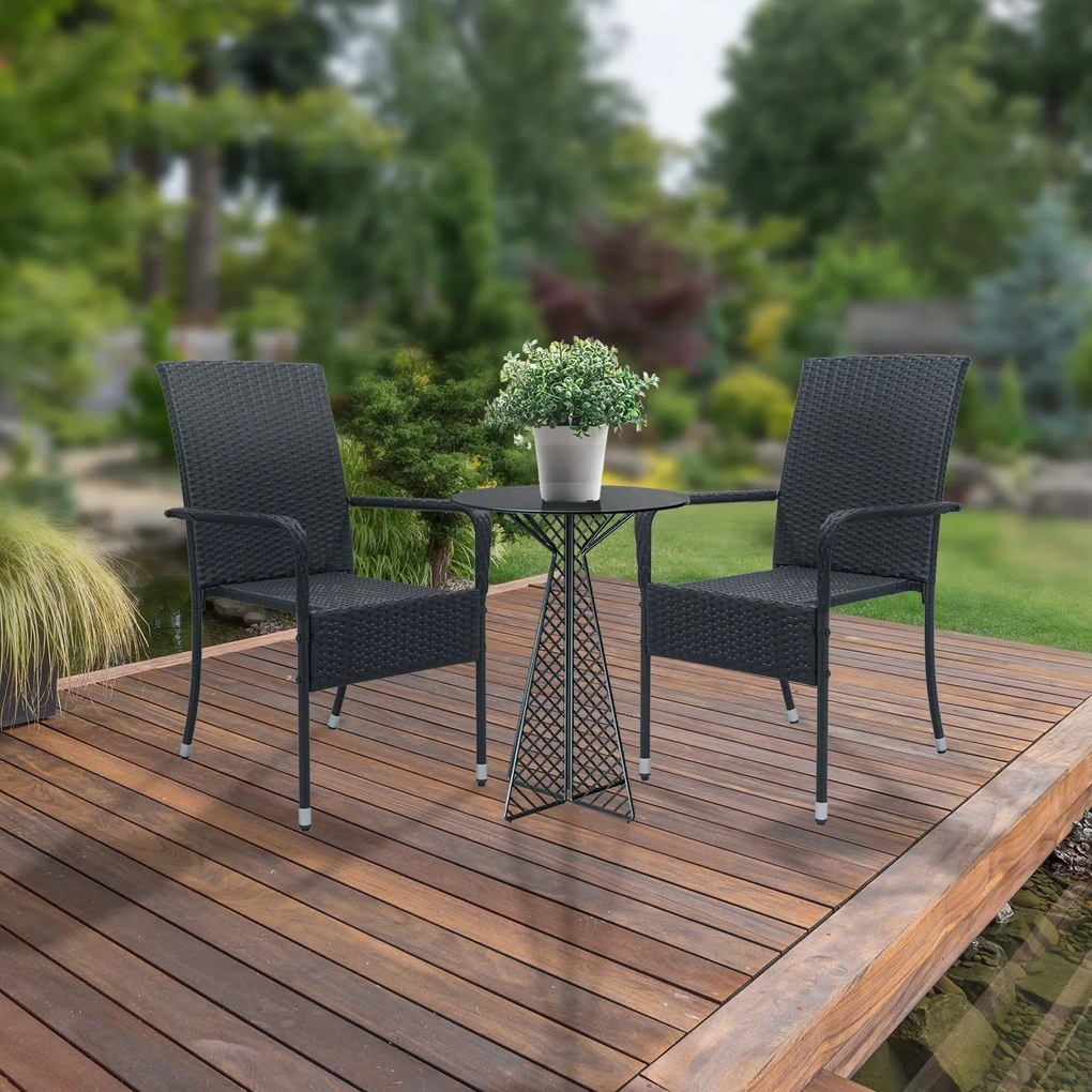 Juskys Yoro rattan székek 2 darabos - fekete