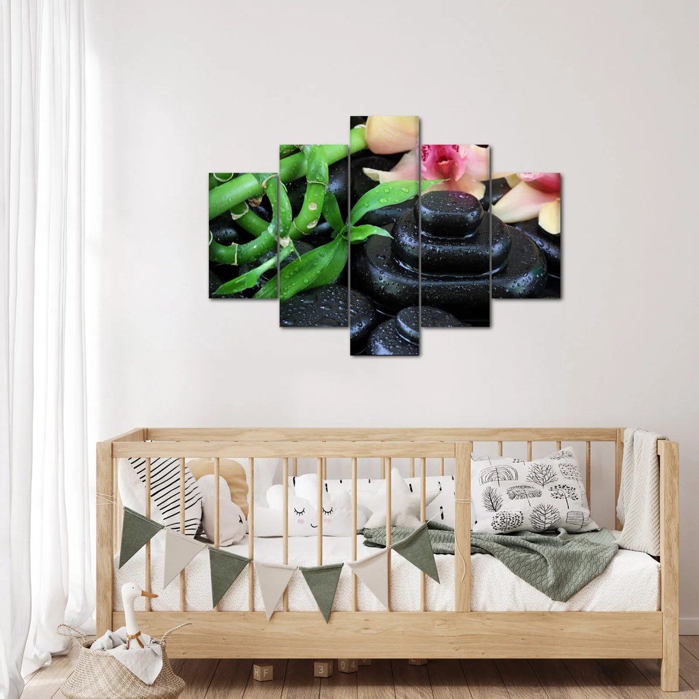 Kép - Kövek és orchideák (150x105 cm)