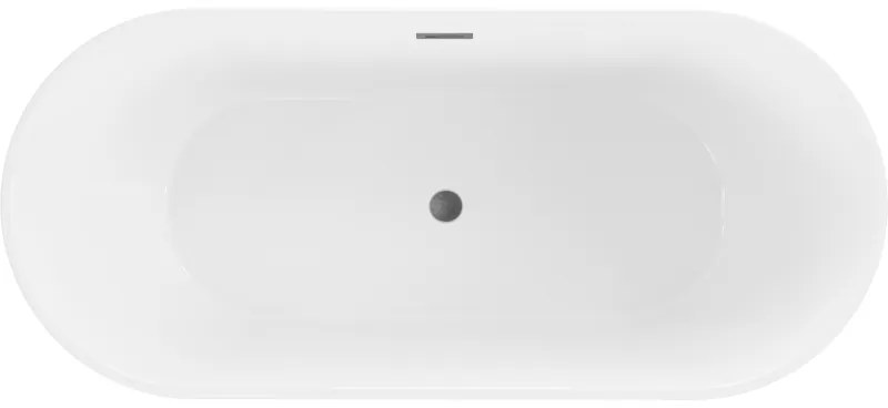 Mexen Flavia, szabadon álló kád 160 x 75 cm, fehér-fekete, grafit túlfolyó, 54031608075-66