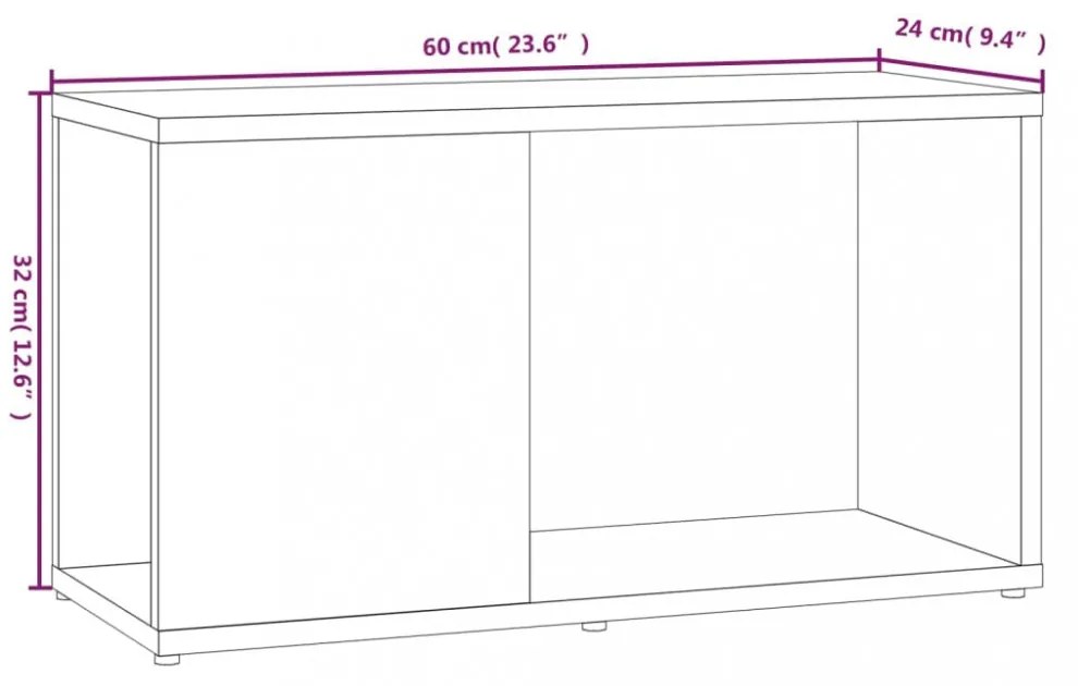füstös tölgy színű szerelt fa TV-szekrény 60 x 24 x 32 cm