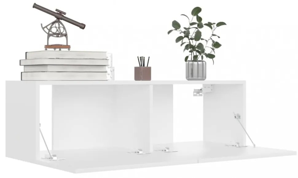 4 db fehér szerelt fa TV-szekrény 100 x 30 x 30 cm