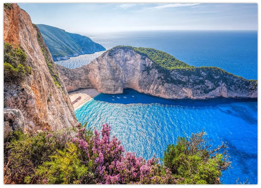 Üveg kép - Navagio strand, Görögország (70x50 cm)