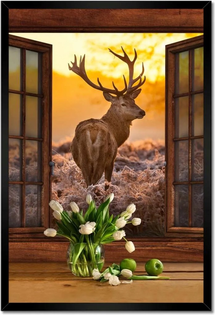 Poszterek keretben 40x60 Méltóságteljes szarvas a réten