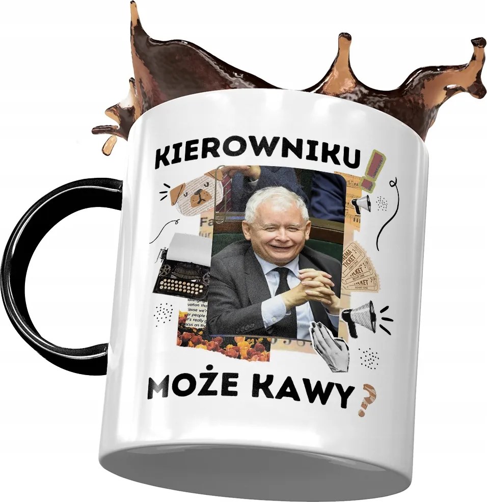 Fekete Jaroslaw Kaczynski PiS bögre Ajándék Nyomtatott Fotóval