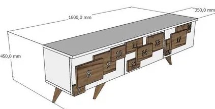 TV szekrény 3 D - White, Marble