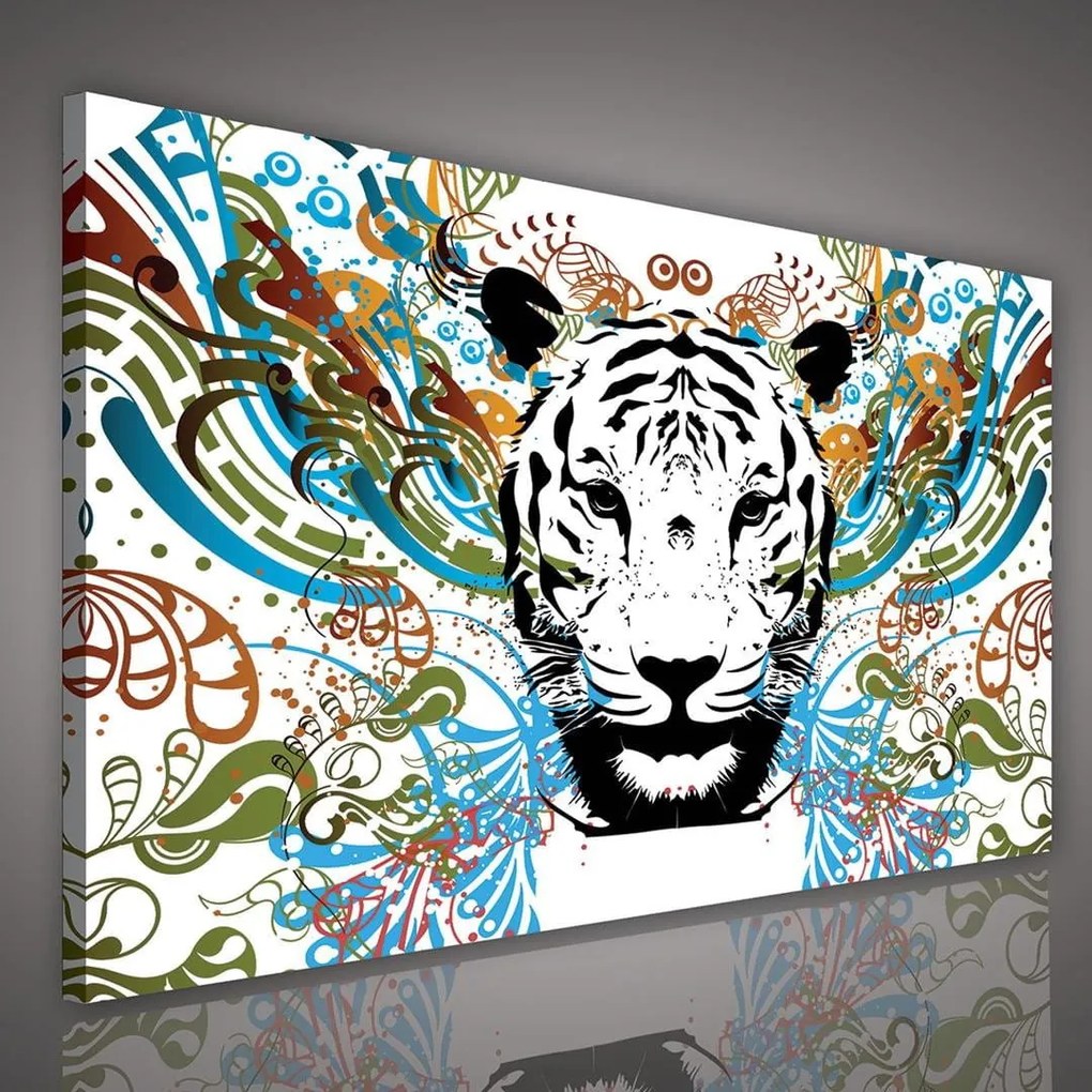 Vászonkép 100x75 Tigris absztrakt modern energia dinamika grafikai stílus