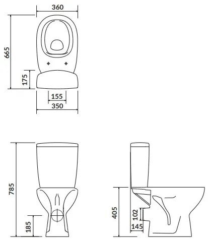 Cersanit ARTECO - WC kombi + antibakteriális ülőke lassan záródó funkcióval, vízszintes hulladék, K667-052