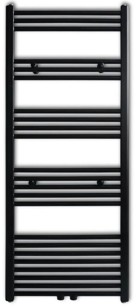 vidaXL Fekete fürdőszobai törölközőszárító radiátor központi fűtéssel egyenes 600 x 1424 mm