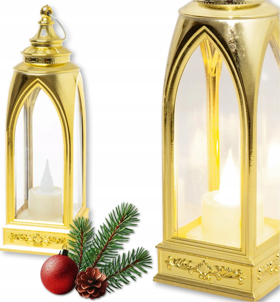 LED-es zseblámpa roráte lampion gyerekeknek elemes világító arany 19 cm