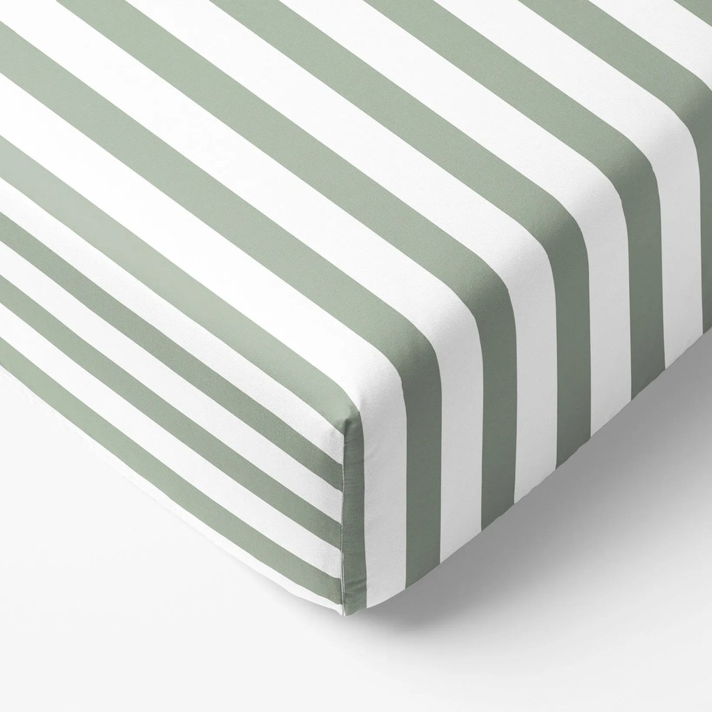 Goldea pamut gumis lepedő - zsálya színű csíkos 120 x 200 cm