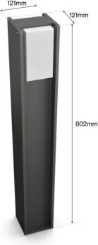 Philips - LED fényerőszabályozható kültéri lámpa Hue TURACO 1xE27/8,1W/230V 80 cm IP44