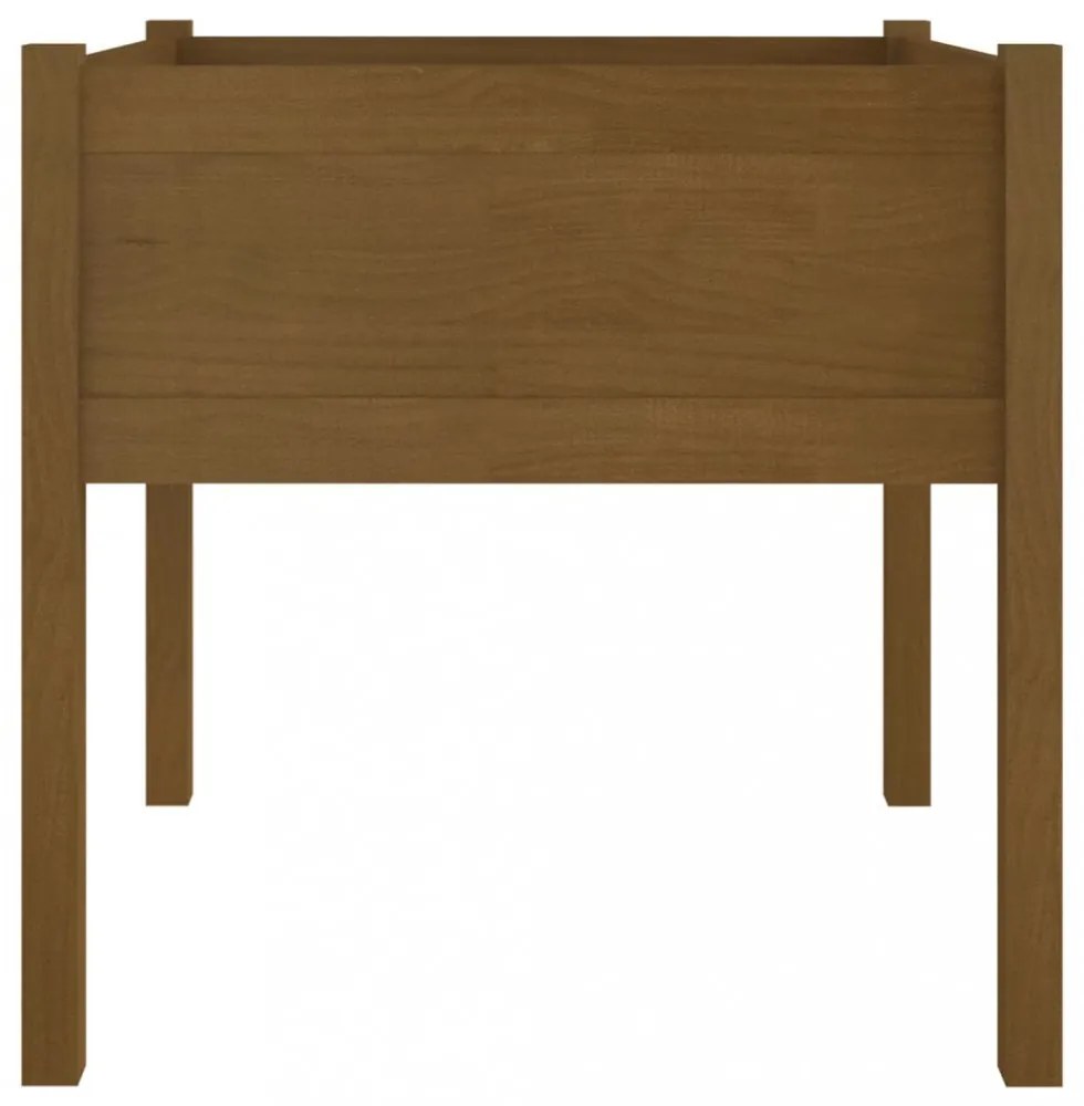 mézbarna tömör fenyőfa kerti virágtartó 70 x 70 x 70 cm