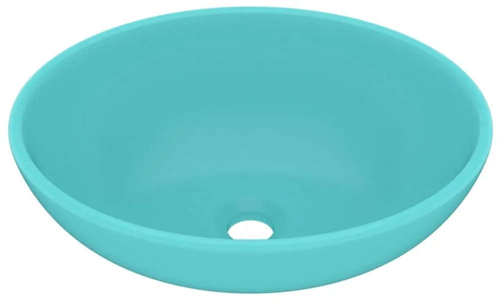 vidaXL ovális matt világoszöld kerámia luxus mosdókagyló 40 x 33 cm