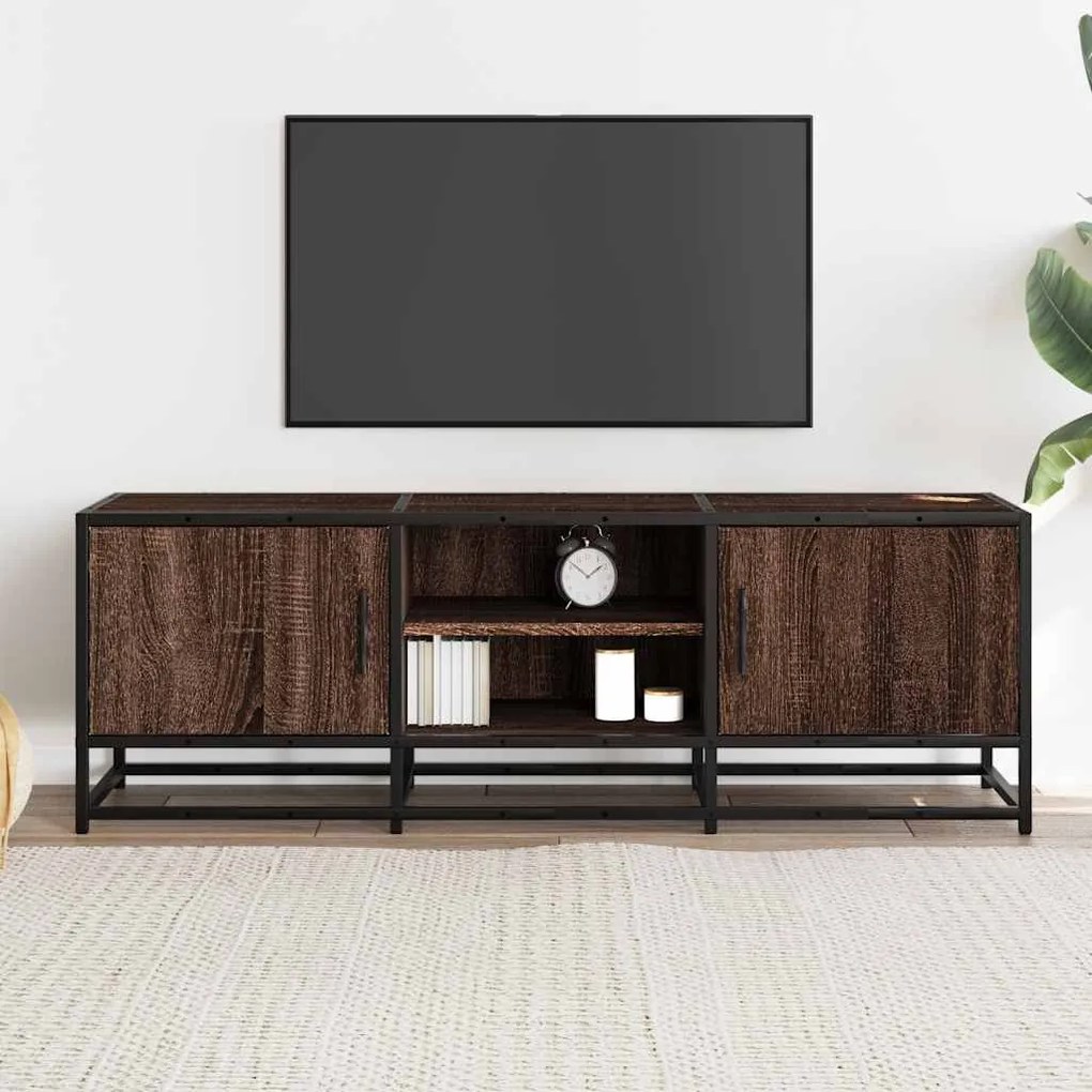barna tölgy színű szerelt fa és fém TV-szekrény 120x35x41 cm