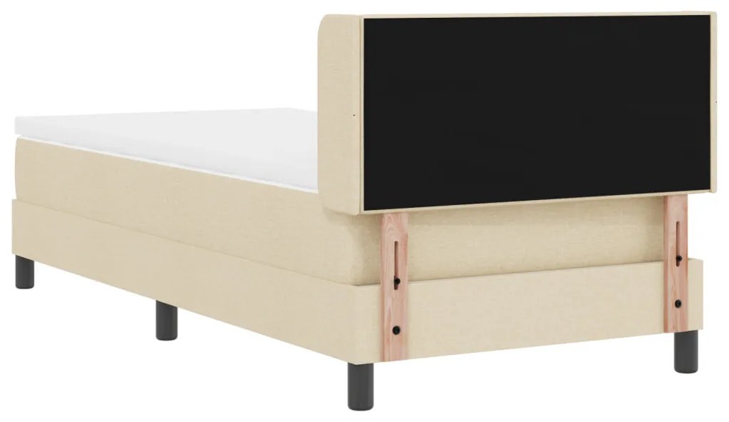 Boxspring Ágy Matraccal, Krém szín, 90 x 200 cm, Szövet.