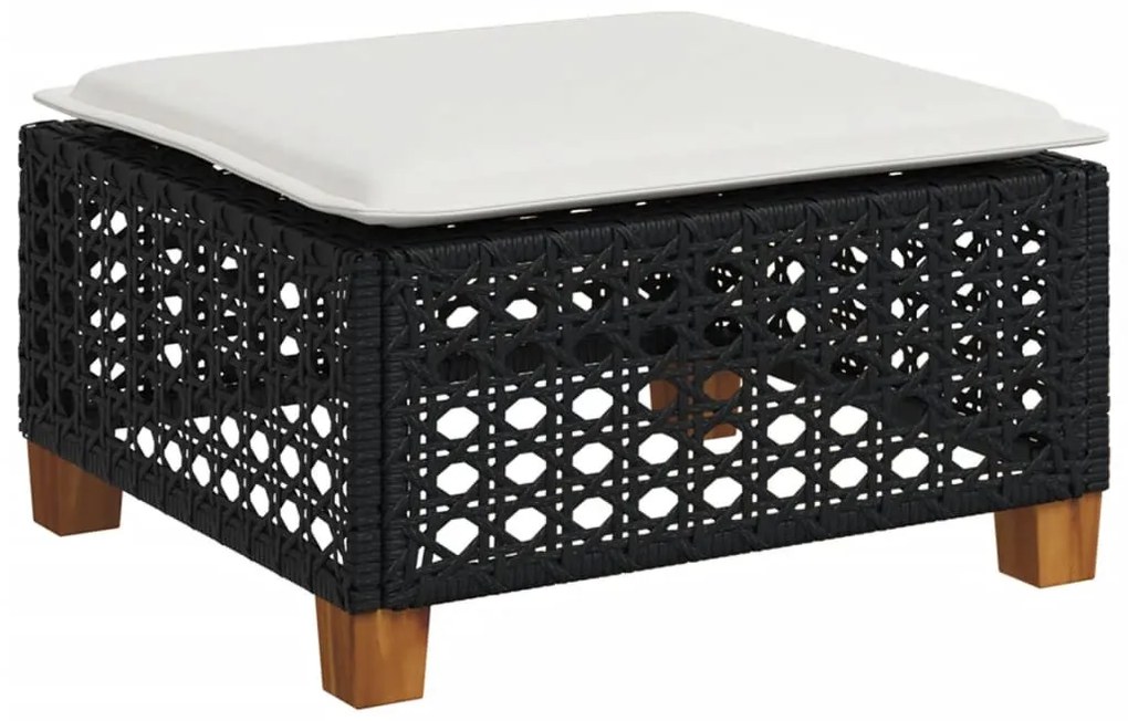 Fekete polyrattan kerti szék párnával 63,5 x 56 x 32 cm
