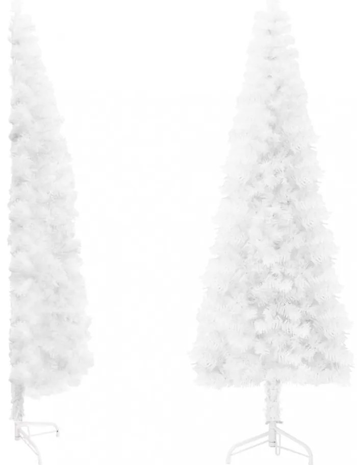 fehér vékony fél műkarácsonyfa állvánnyal 120 cm