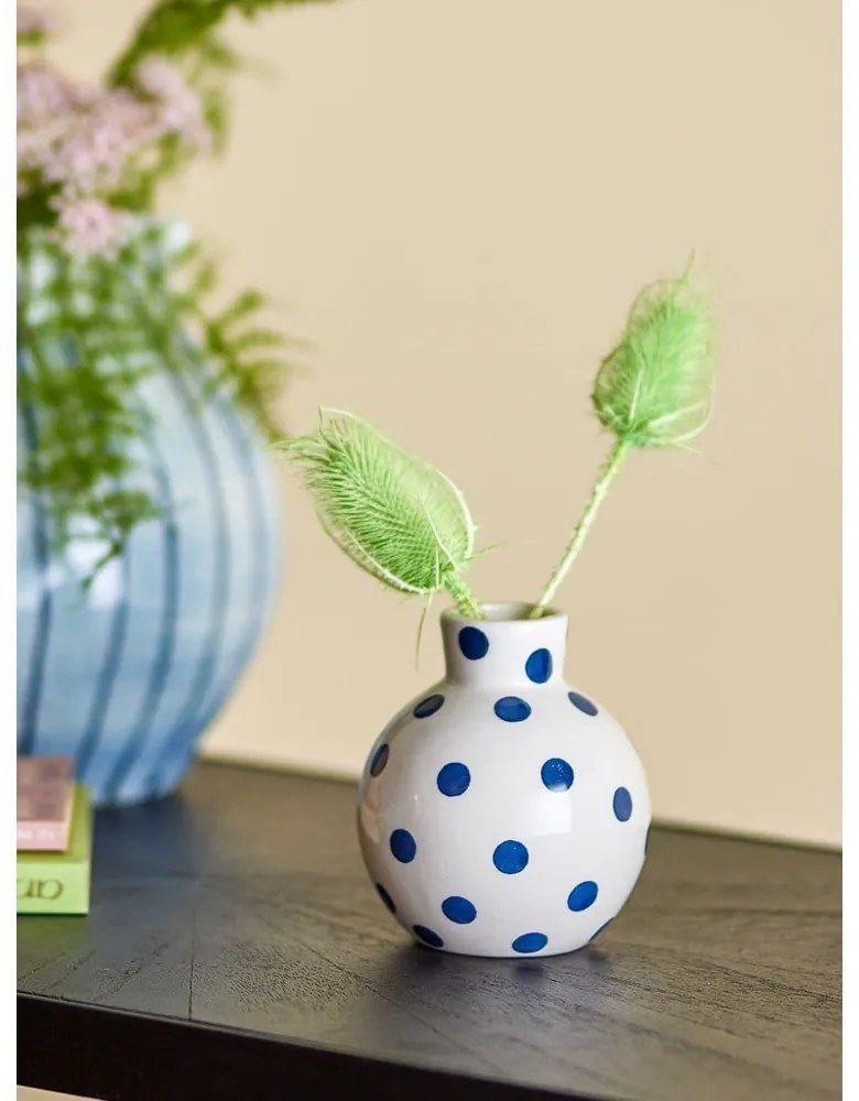 Fehér kerámia kézzel festett váza (magasság 11 cm) Fian – Bloomingville