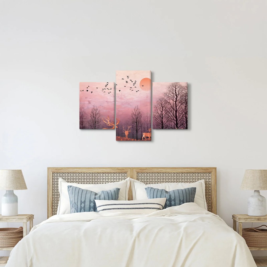 Kép - Szarvas a lenyugvó nap fényében (90x60 cm)